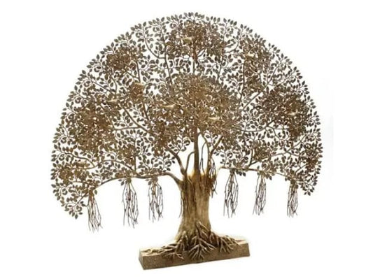 Large Brass Tree Wall Hanging – Decorative Brass Leaf Hanging (31 × 36 × 7 Inch, 2 KG)