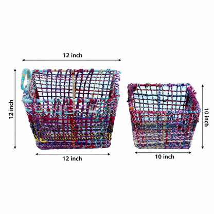 Iron Laundry Bucket Set Multicolour Rope