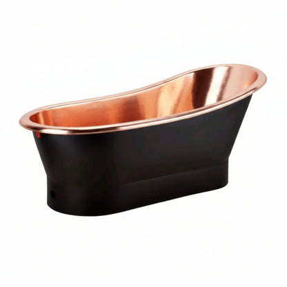 Black and copper bathtub on a white background