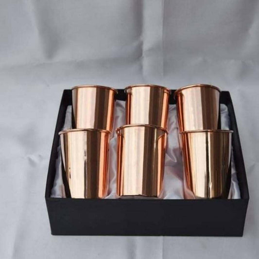 Copper Glass Set of 6 – 250ml Ayurvedic Drinking Tumblers