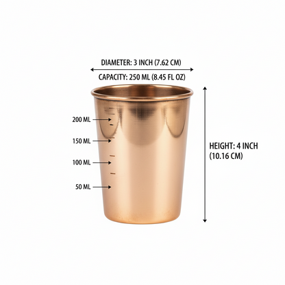 Copper Glass Set of 6 250ml Ayurvedic Drinking Tumblers