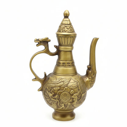 Antique Brass Double Dragon Teapot