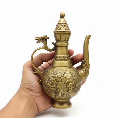 Antique Brass Double Dragon Teapot