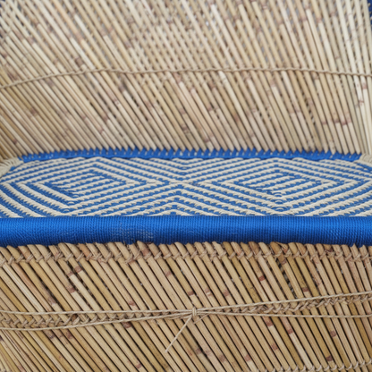 Beige Blue Bamboo Mudda Armrest Sofa