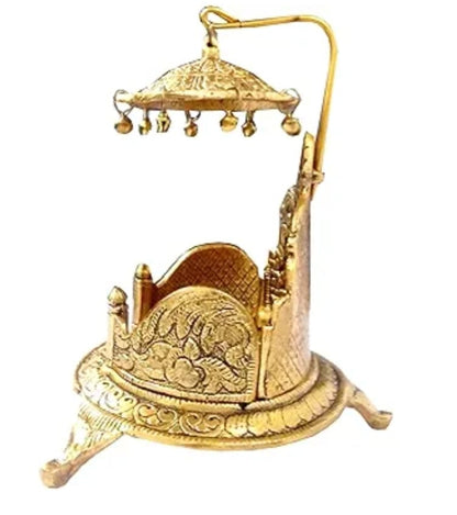 Square Laddu Gopal Shighasan – Decorative Silver/Gold Polished Idol (8 × 5 × 3.5 Inch)