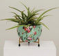 Designer Metal Bowl Planter – 8x8 Inch Multicolour with Golden Stand