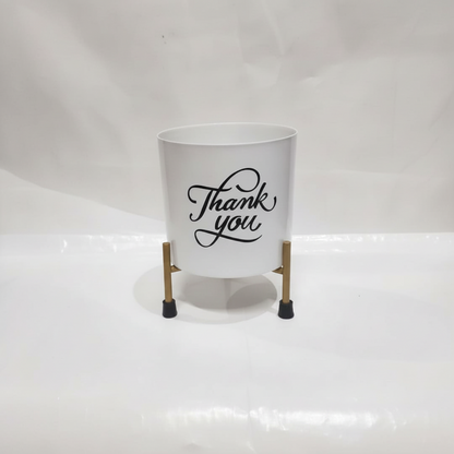 Designer Metal Thank You Planter with Golden Stand - Brass Decors