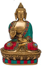 Brass Buddha Statue With Stonework