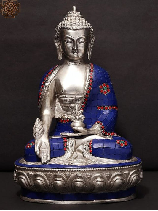 Brass Buddha Statue With Stonework