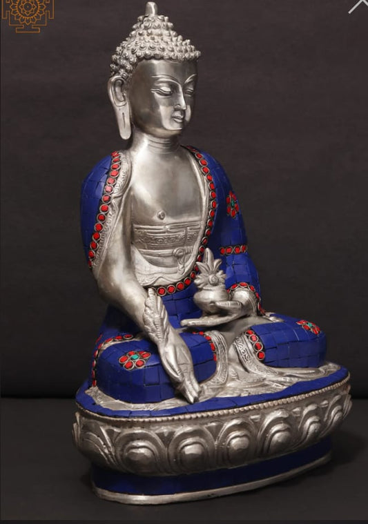 Brass Buddha Statue With Stonework