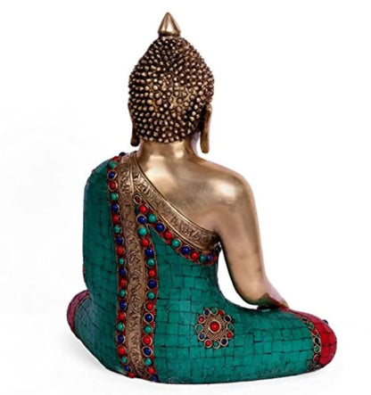 Brass Buddha Statue With Stonework