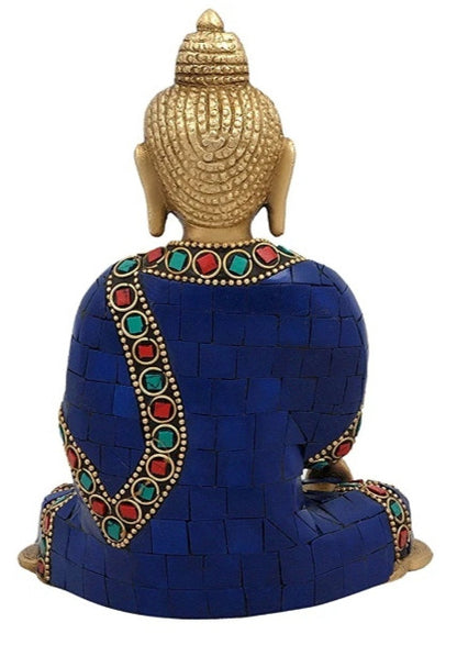 Brass Buddha Statue With Stonework