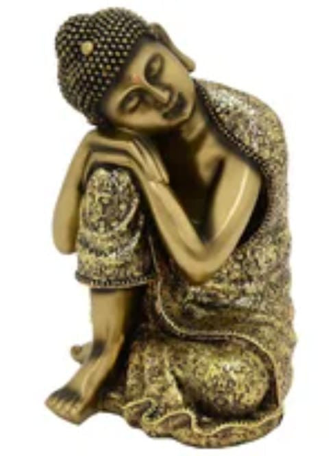 Brass Resting Buddha On Knee Statue