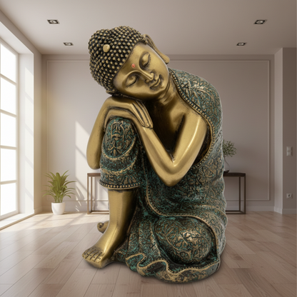 Brass Resting Buddha on Knee Meditation Statue