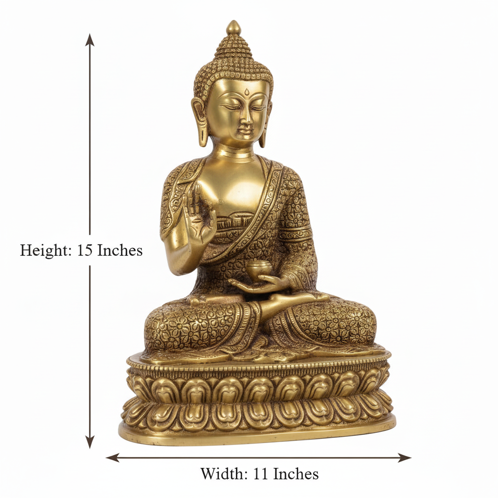 Brass Buddha Blessing Statue Protection & Positive Energy