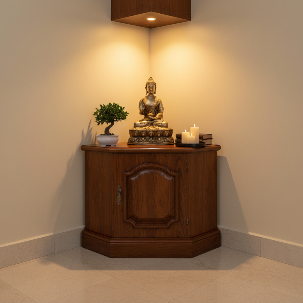 Brass Blessing Buddha Sitting Statue Copper Finish for Home Decor