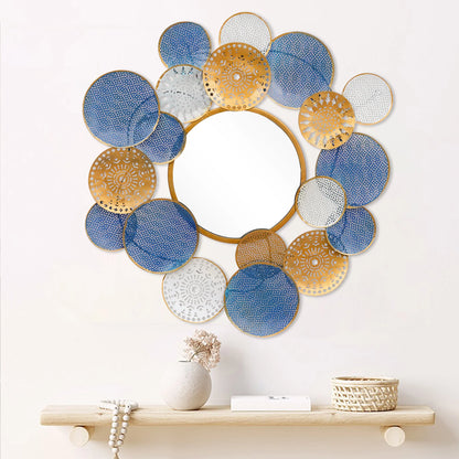 Multicolored Designer Metal Wall Mirror for Home Decor - Brass Decors