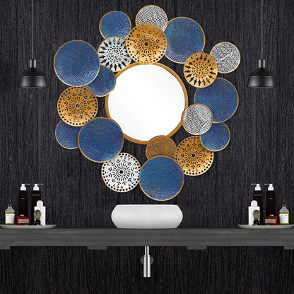 Multicolored Designer Metal Wall Mirror for Home Decor - Brass Decors