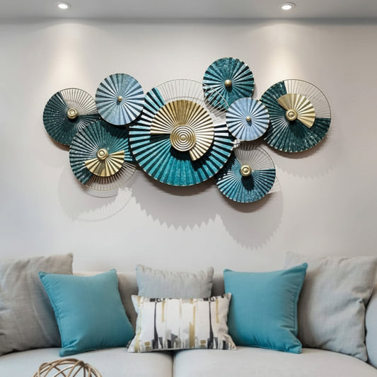 Handcrafted Green Metal Salai Wall Art for Living Room Decor - Brass Decors