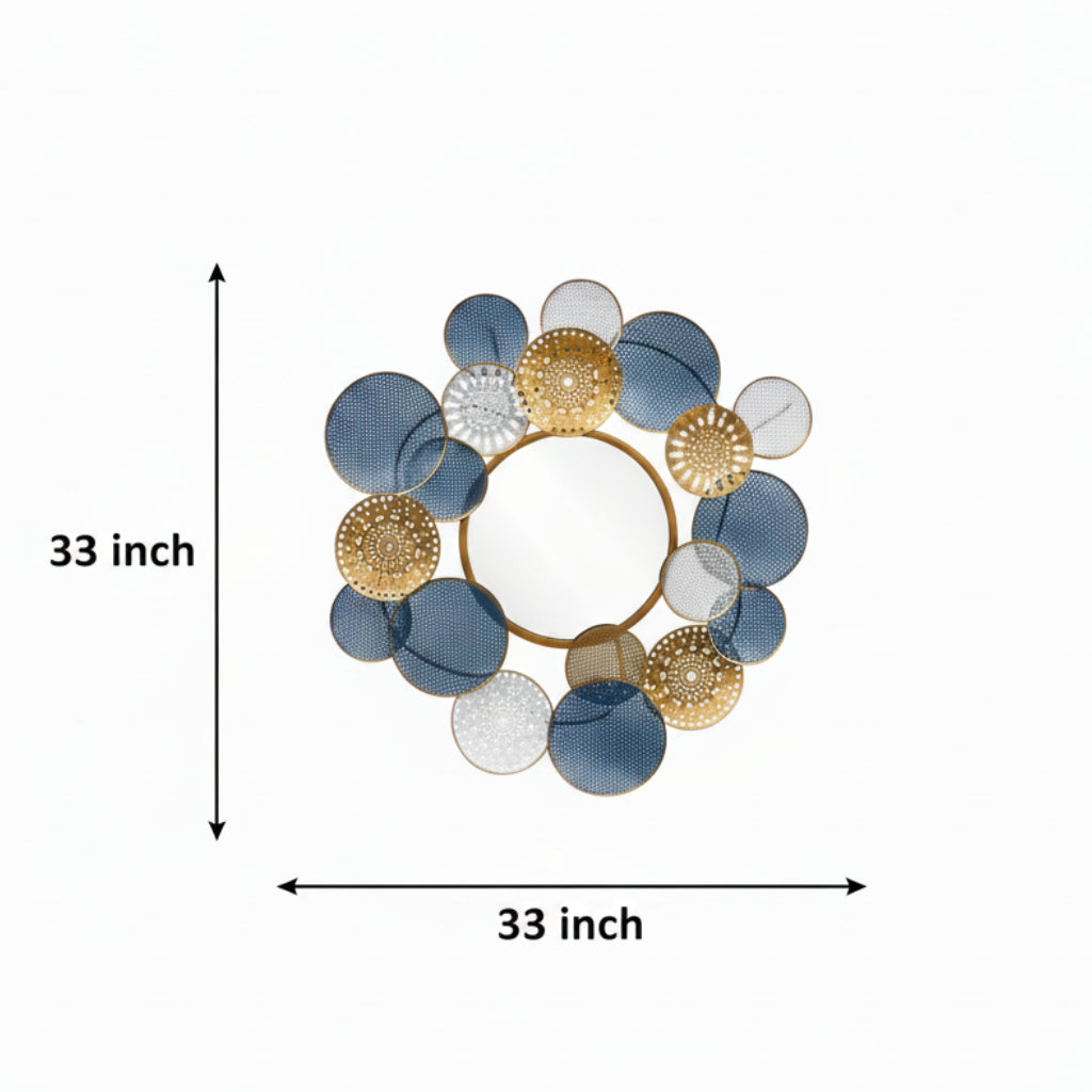 Multicolored Designer Metal Wall Mirror for Home Decor - Brass Decors