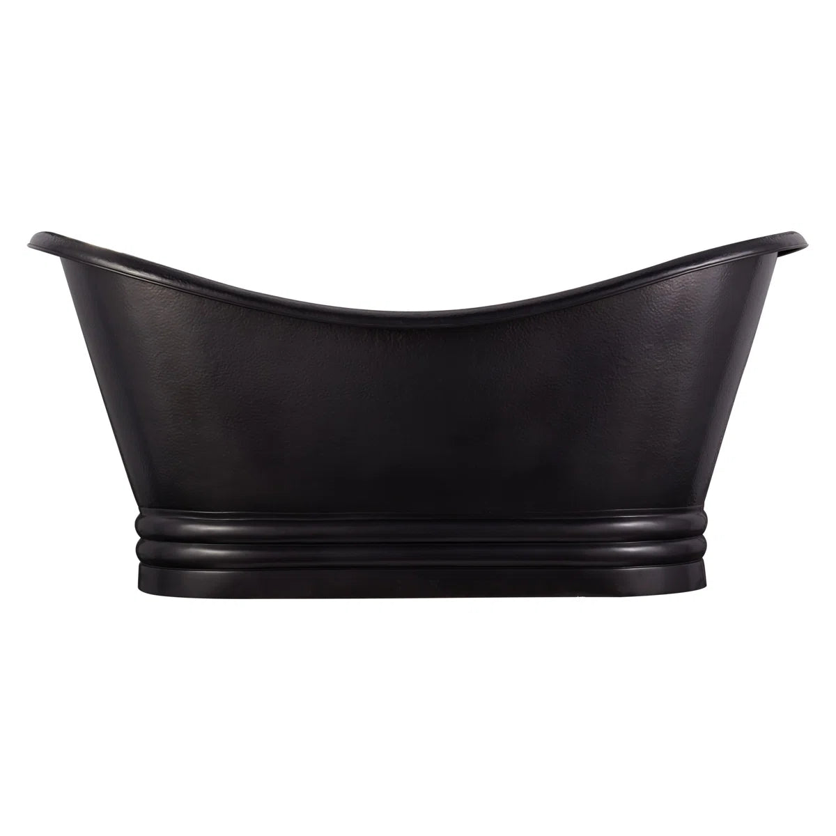 Black freestanding bathtub on a white background
