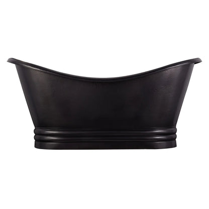 Black freestanding bathtub on a white background