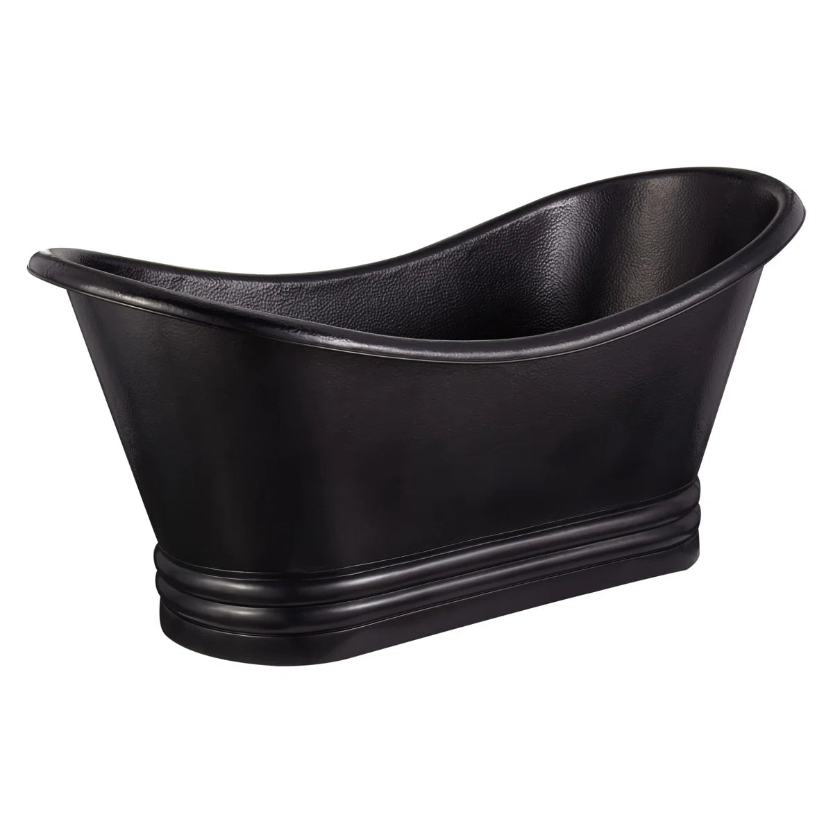 Black freestanding bathtub on a white background