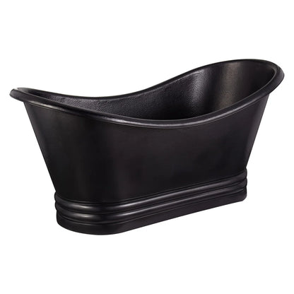 Black freestanding bathtub on a white background