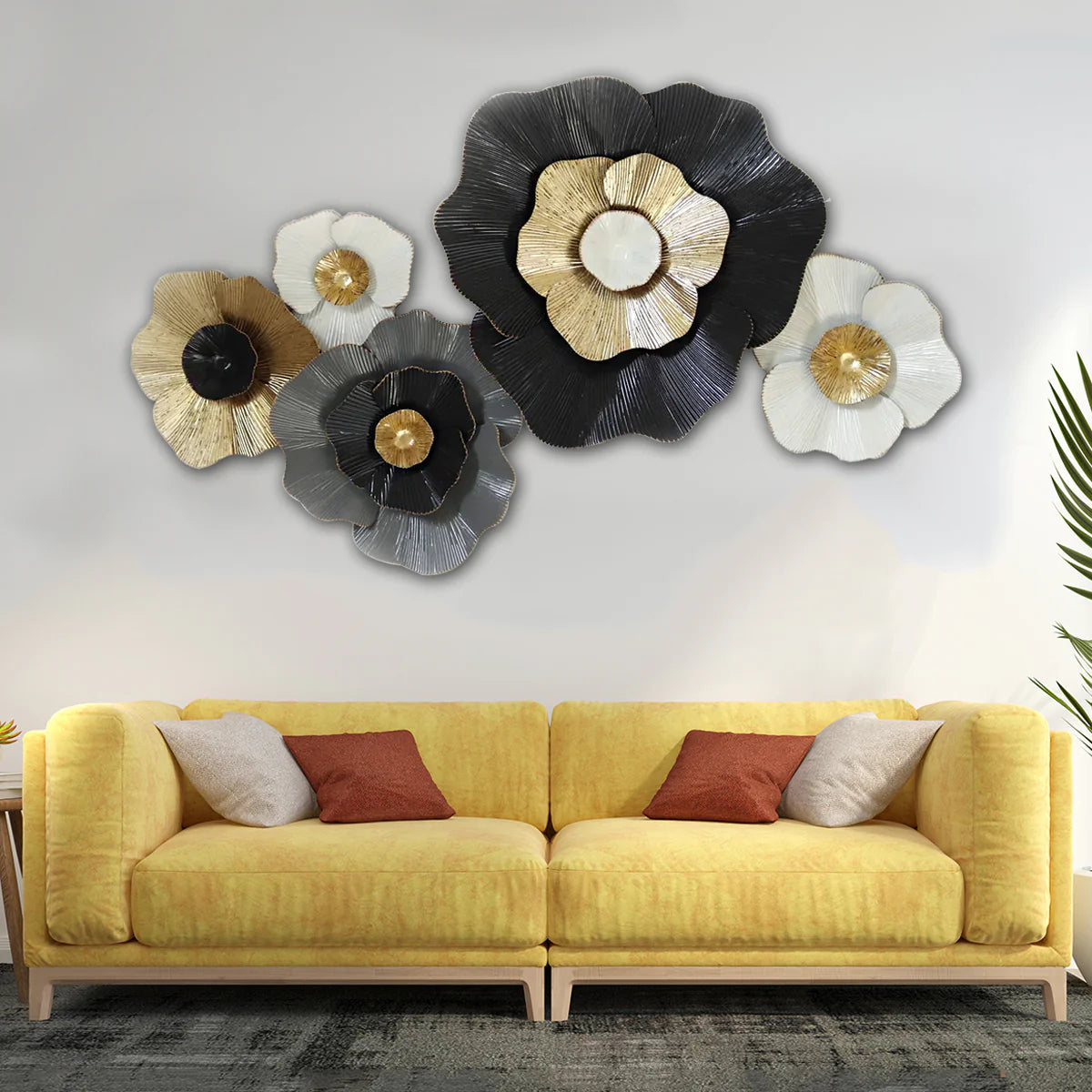 Sunflower Story Metallic Wall Decor for Living Room & Bedroom - Brass Decors