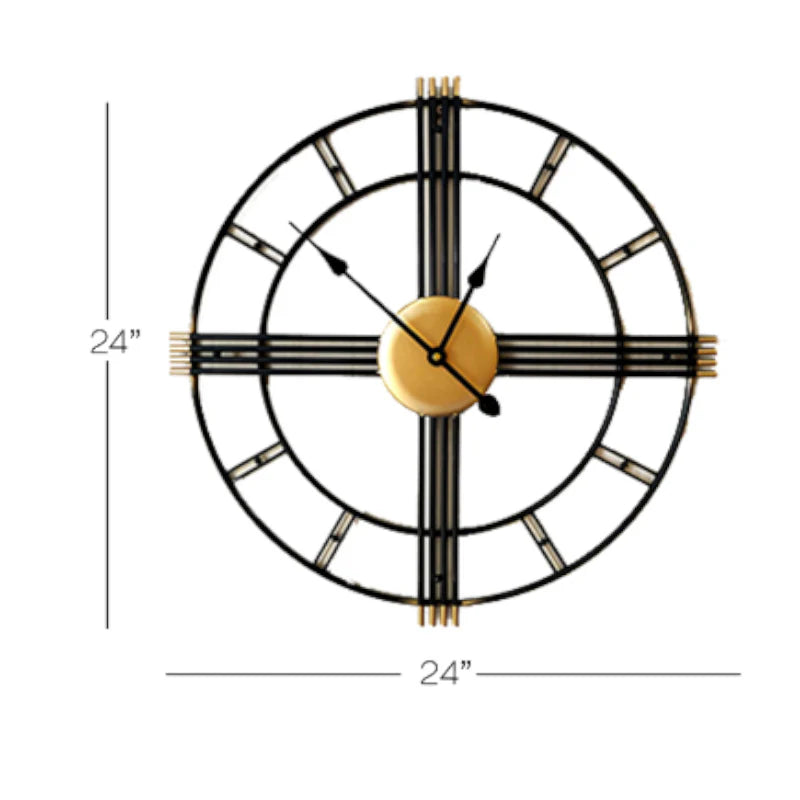 Decorative wall clock with Roman numeral markers on a white background