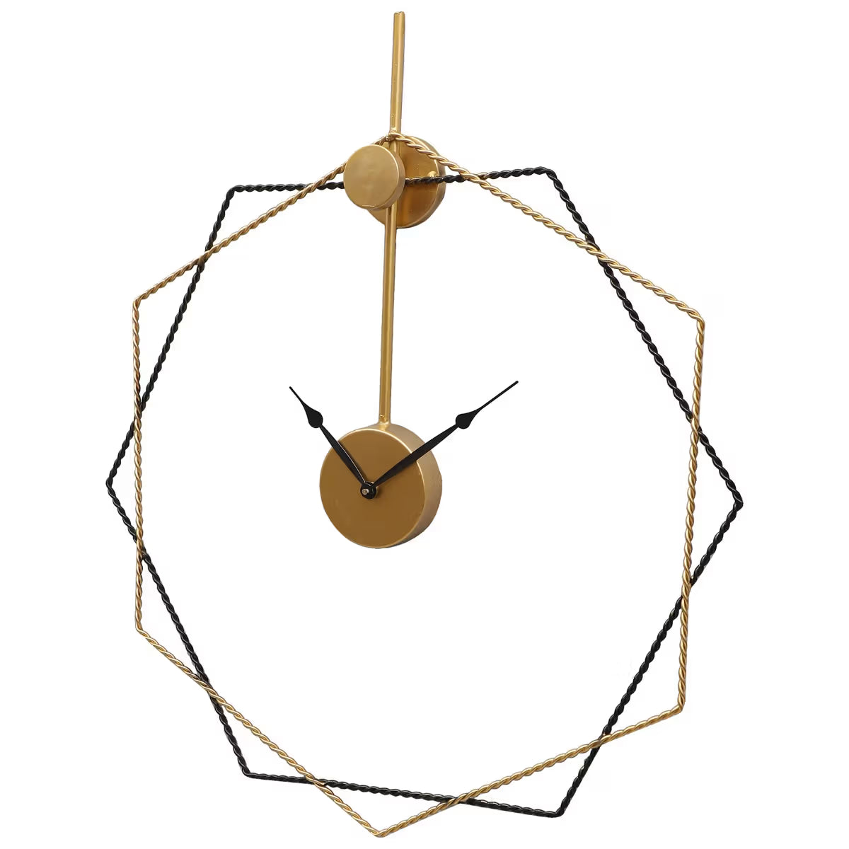 Decorative wall clock with geometric design on a white background