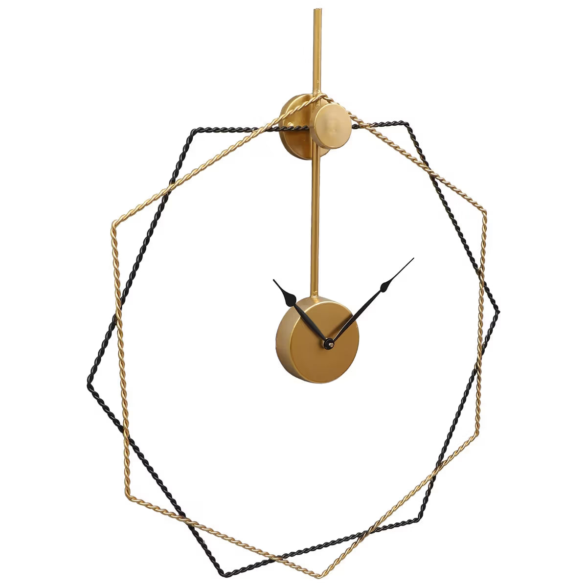 Decorative wall clock with geometric design on a white background