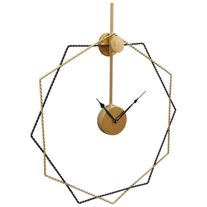 Decorative wall clock with geometric design on a white background