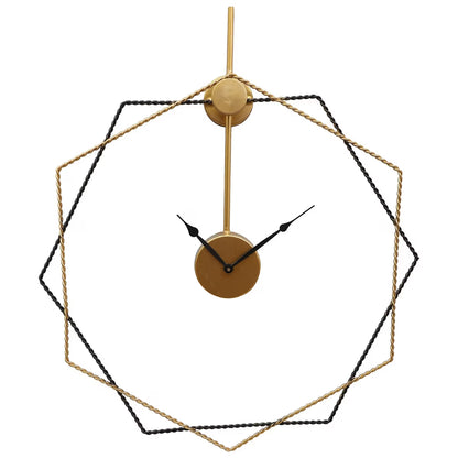 Decorative wall clock with geometric design on a white background