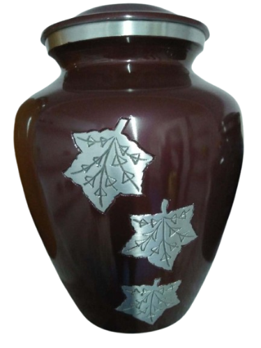 Brown & Silver Cremation Printed Urn for Adult Ashes – Elegant Memorial Keepsake