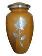 Yellow & Silver Cremation Printed Urn for Adult Ashes – Elegant Funeral Keepsake