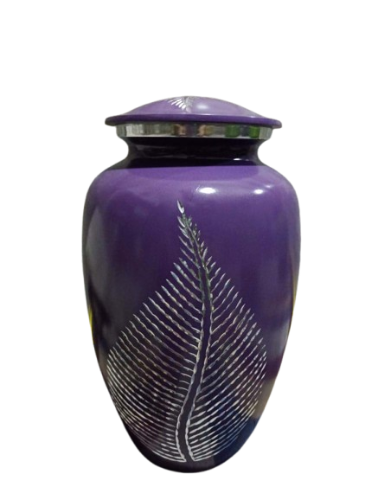 Purple & Silver Printed Cremation Urn for Adult Ashes – Elegant Funeral Memorial Keepsake