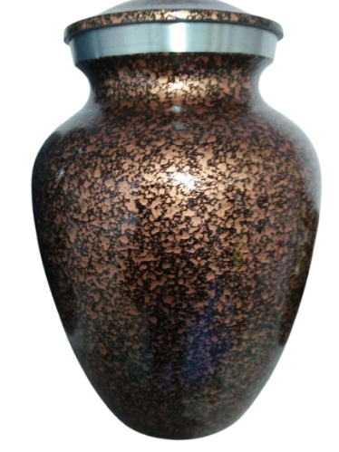 Brown, Black & Silver Printed Cremation Urn for Adult Ashes – Elegant Funeral Memorial Keepsake