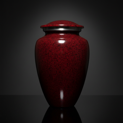 Red urn with a dark gray background