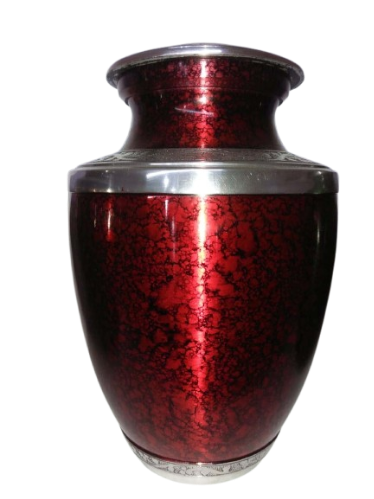 Red, Black & Silver Cremation Printed Urn for Adult Ashes