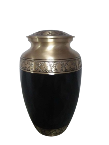 Black & Golden Cremation Printed Urn for Adult Ashes