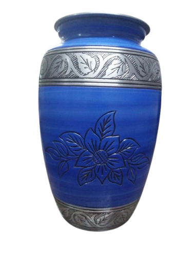 Blue, Black & Silver Cremation Printed Urn for Adult Ashes