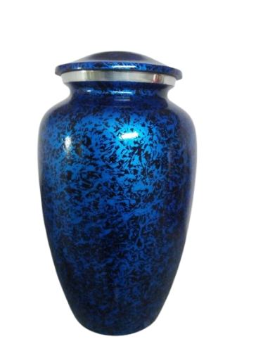 Blue, Black & Silver Cremation Printed Urn for Adult Ashes