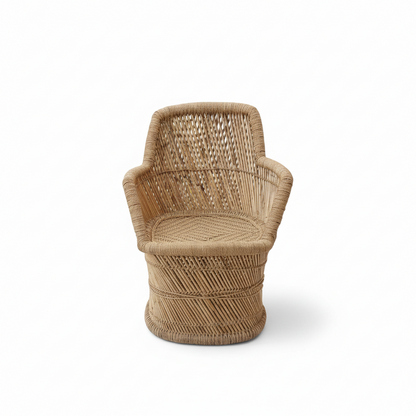 Woven chair on a white background