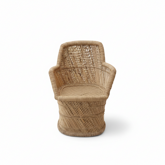 Woven chair on a white background