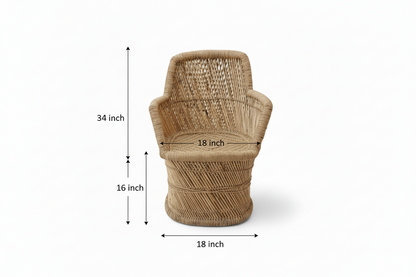 Bamboo Armrest Mudda Chair 35 Inch Beige