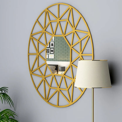 Decorative Wooden Vanity Wall Mirror with Golden Finish Frame - Brass Decors